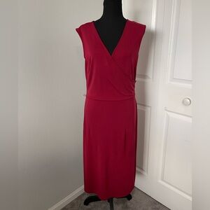 Ann Taylor LOFT Sleeveless Wrap Midi Dress in Deep Red – Size 10 l Poshmark
